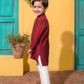 Embroidered Kurta Shalwar : Maroon & offwhite