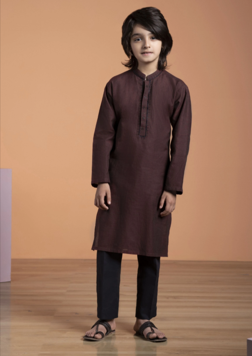 Maroon : Boy's Kurta