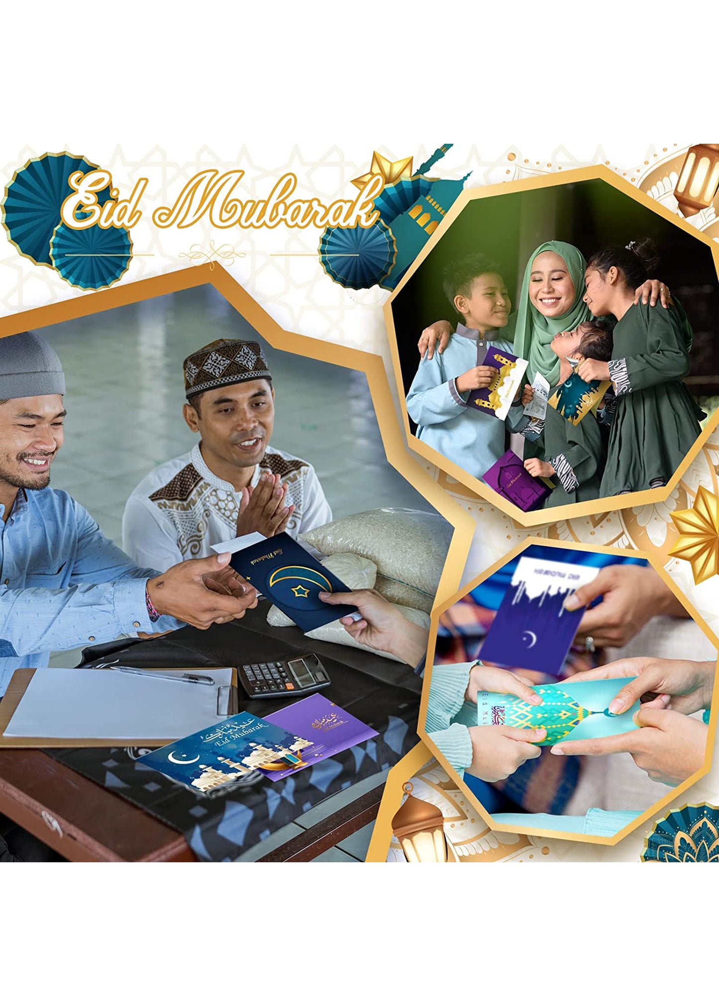 8x Eid Mubarak Blank Greeting Cards
