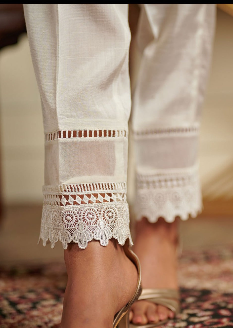 White - Raw Silk Trouser