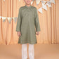 Boy's Embroidered Kurta Shirt Only : Green & Offwhite