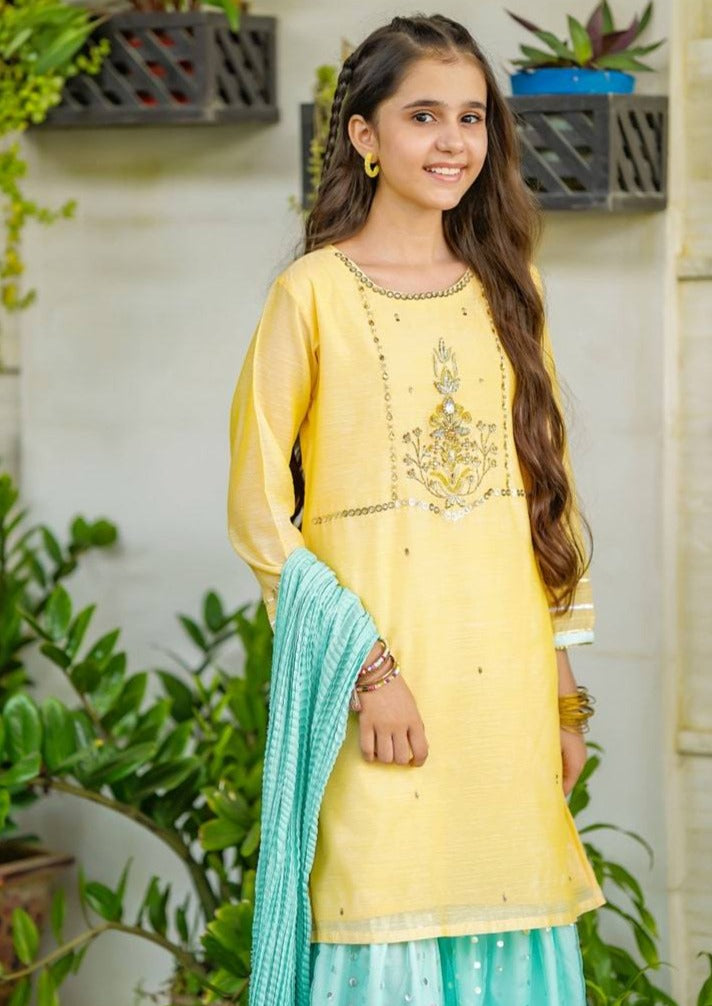 Yellow - Girl's Gharara Dress