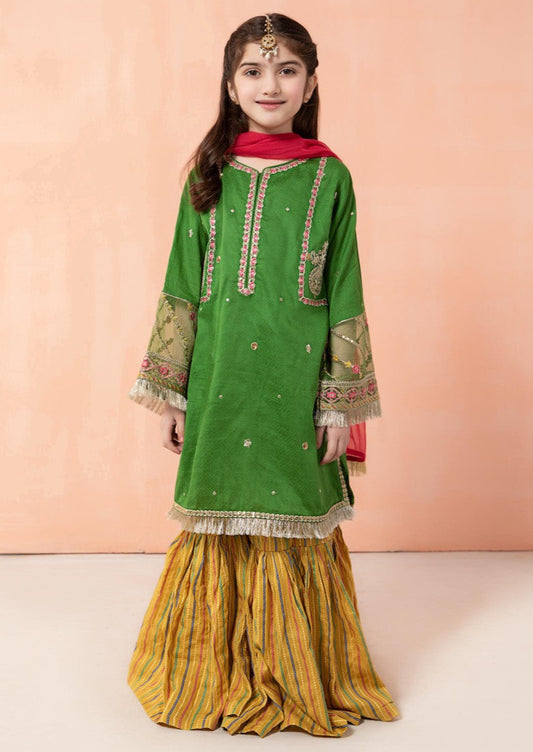 Green & Yellow - Girl's Gharara Dress