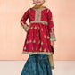 Red & Blue - Girl's Gharara Dress