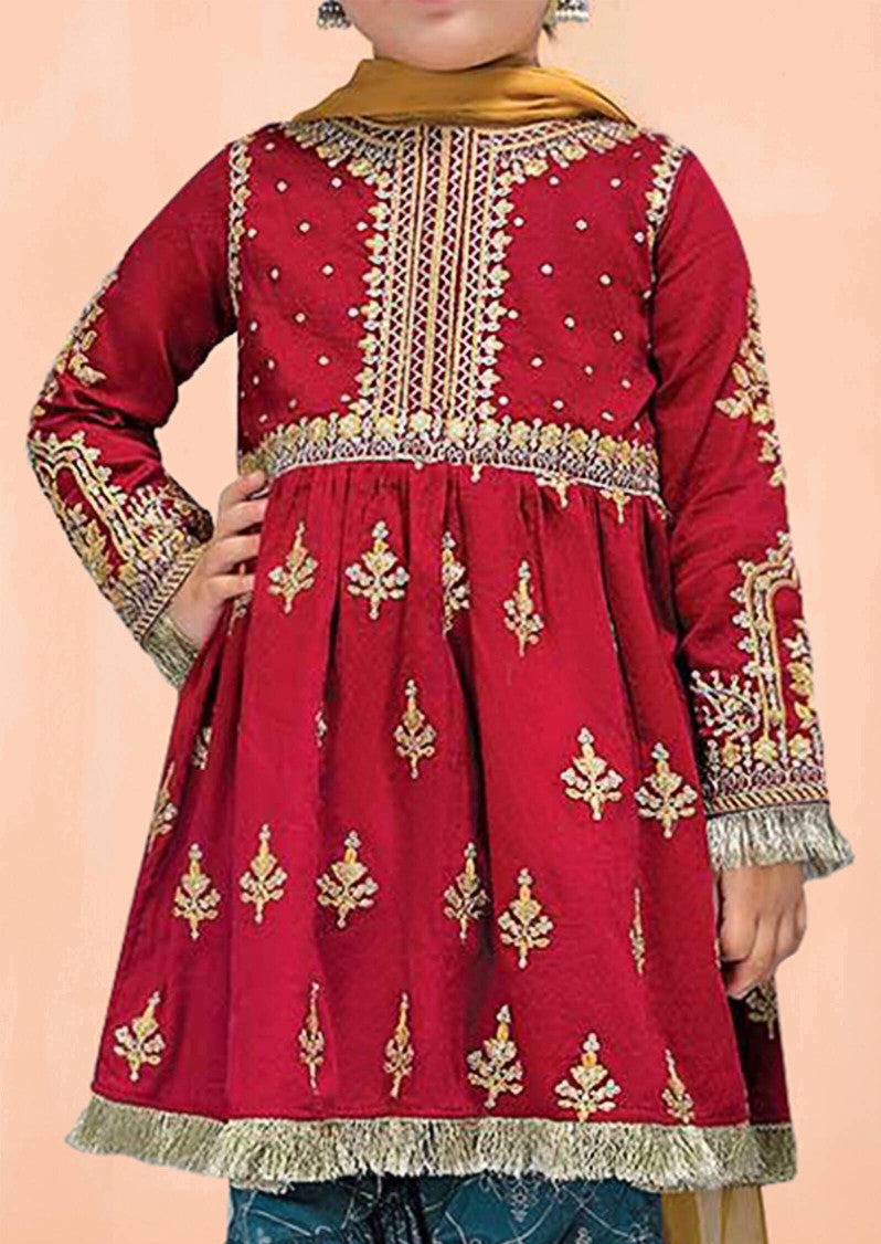 Red & Blue - Girl's Gharara Dress