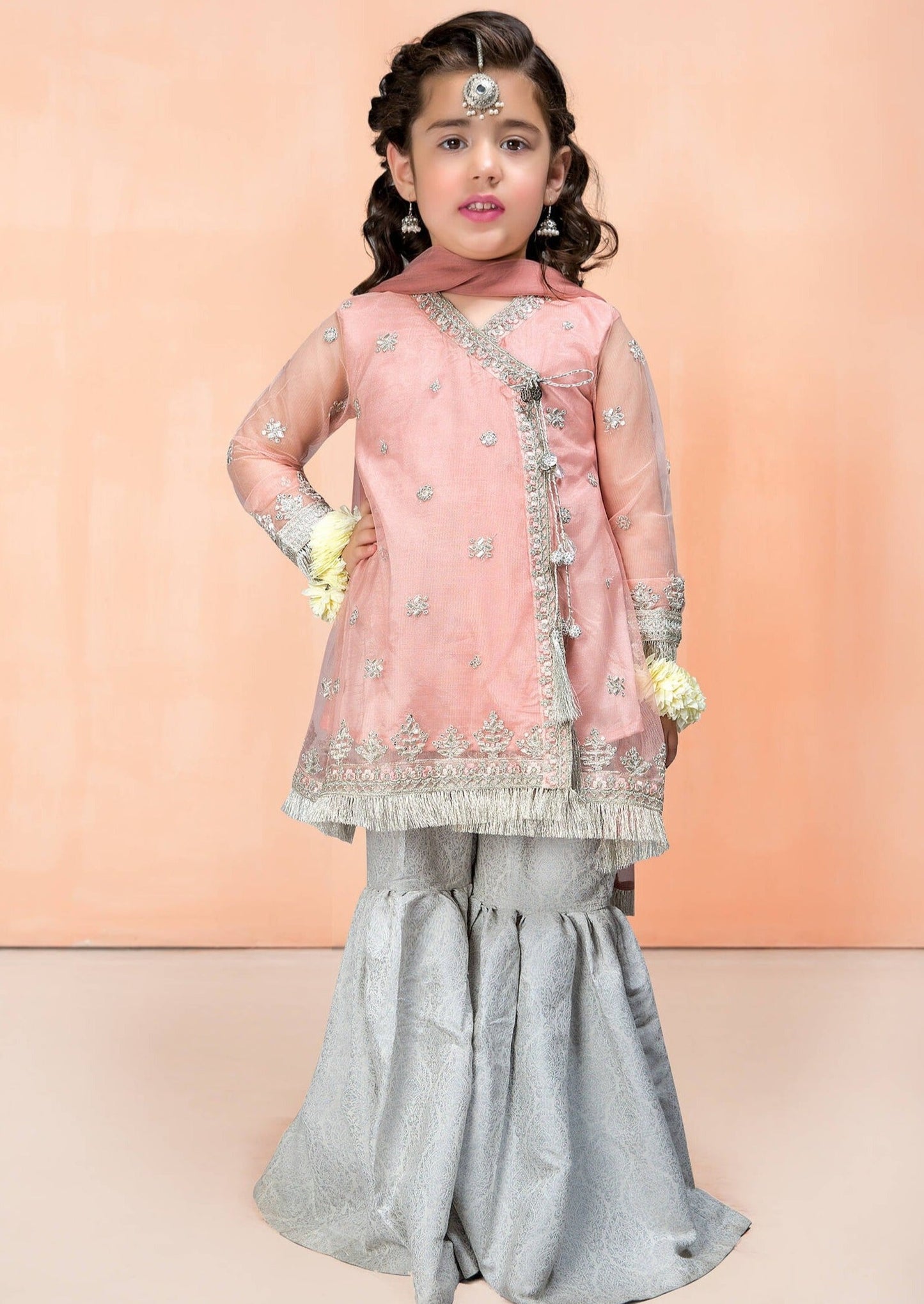 Pink & Silver - Girl's Gharara Dress