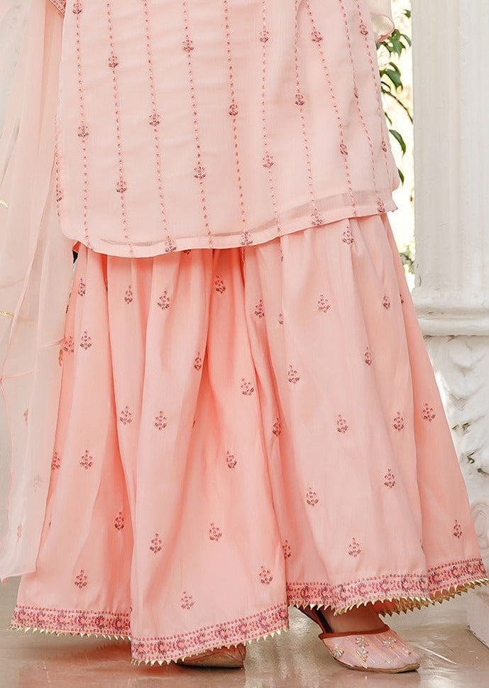 Peach - Girl's Gharara Dress