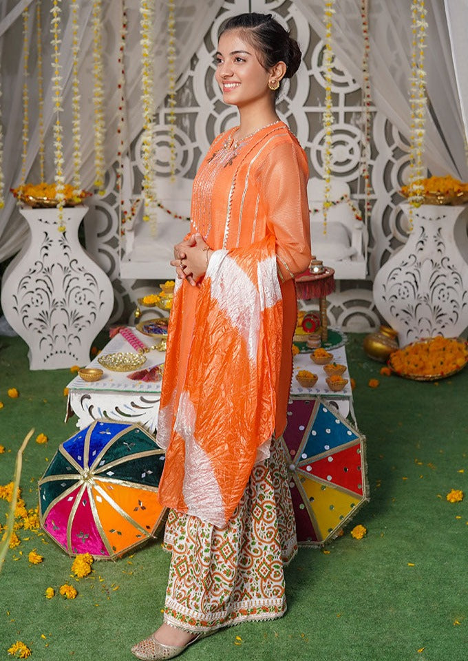 Orange - Girl's Gharara Dress